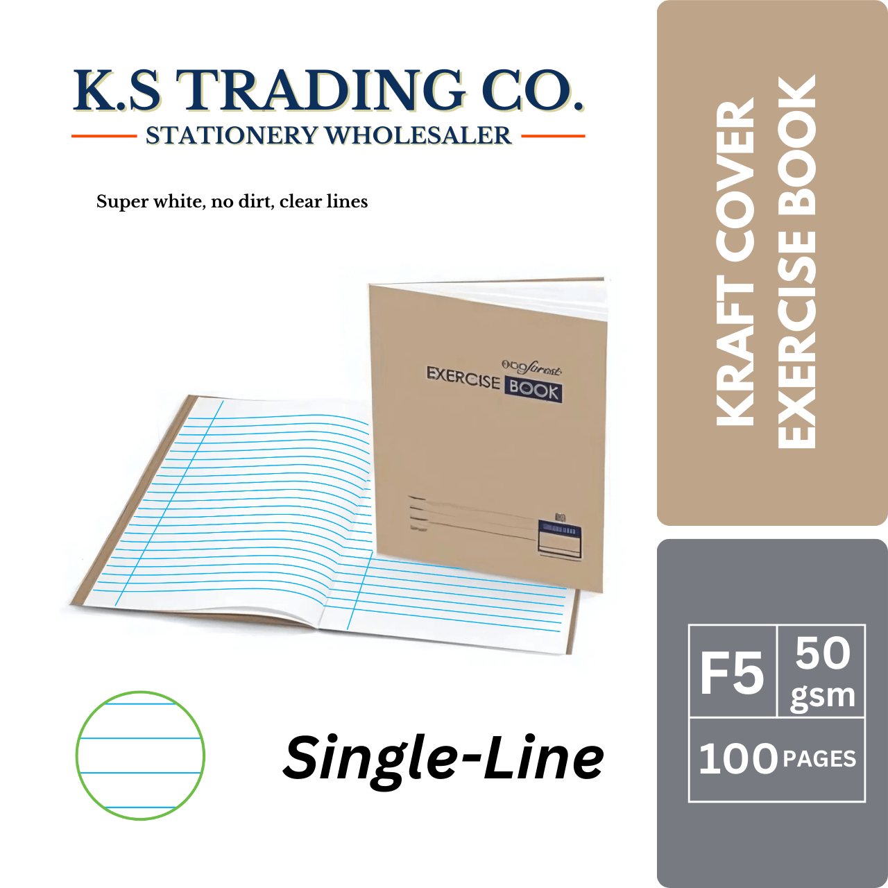 Ecoforest F5 Single Line Exercise Book 100pages (Packet of 10'pcs)
