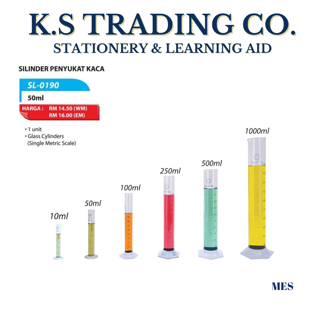 Silinder Penyukat Kaca 50ml [SL-0190]