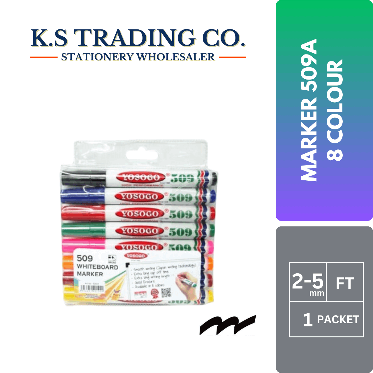 Yosogo Whiteboard Marker 509 (8 Col Mix)