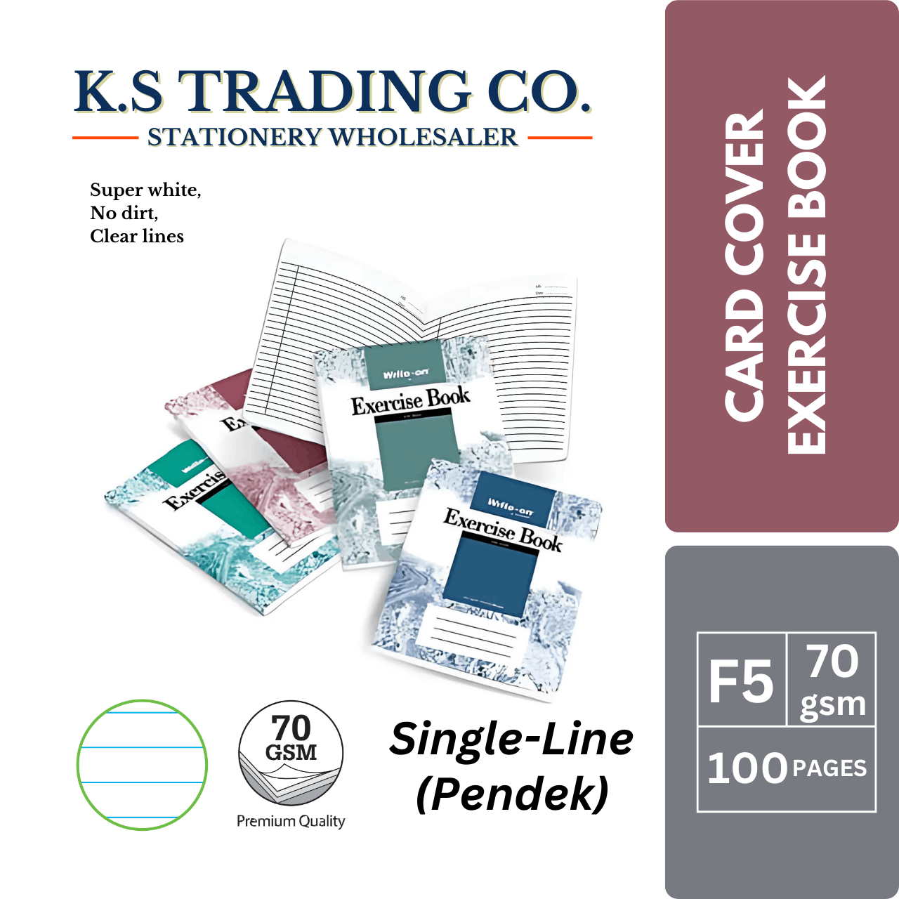 Write-On F5 Card Cover Exercise Book 100pages (Packet of 10'pcs)