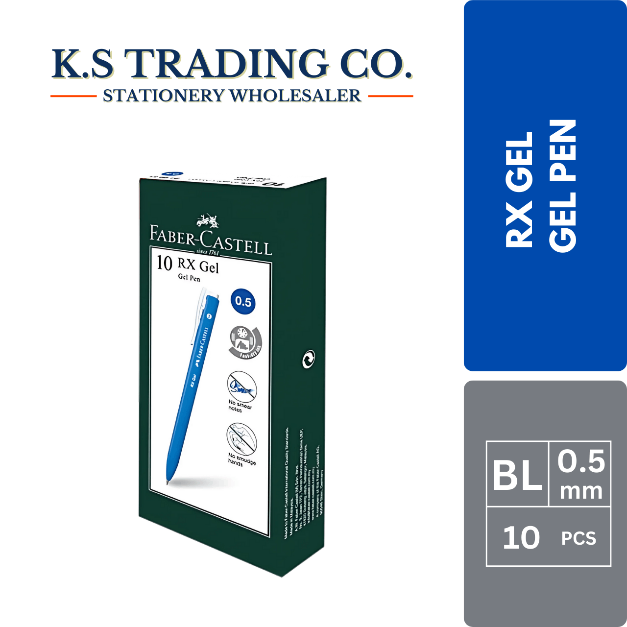 Faber Castell RX Gel 0.5 - Blue (Box of 10'pcs)