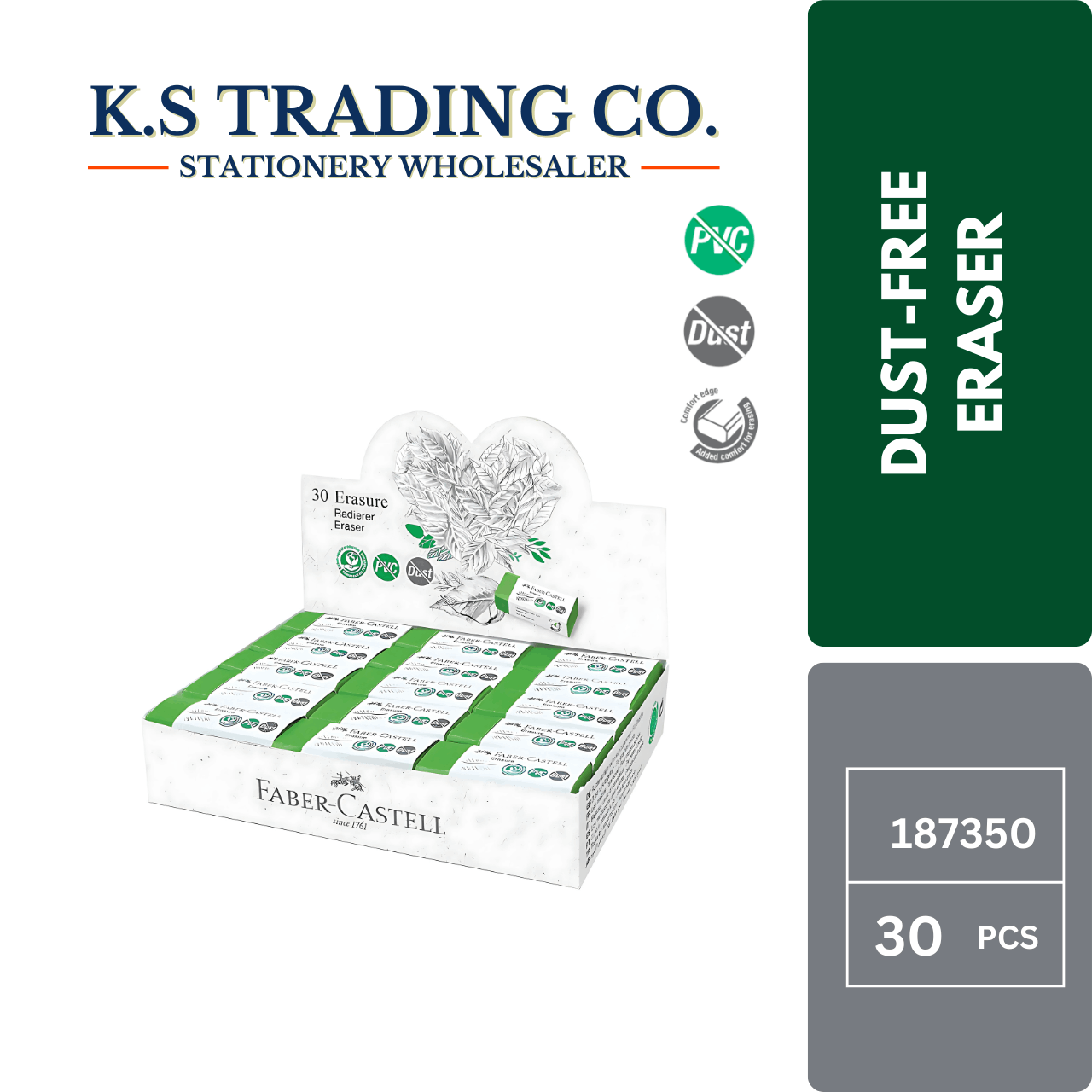 Faber Castell Dust Free Eraser 187350 (Box of 30's)