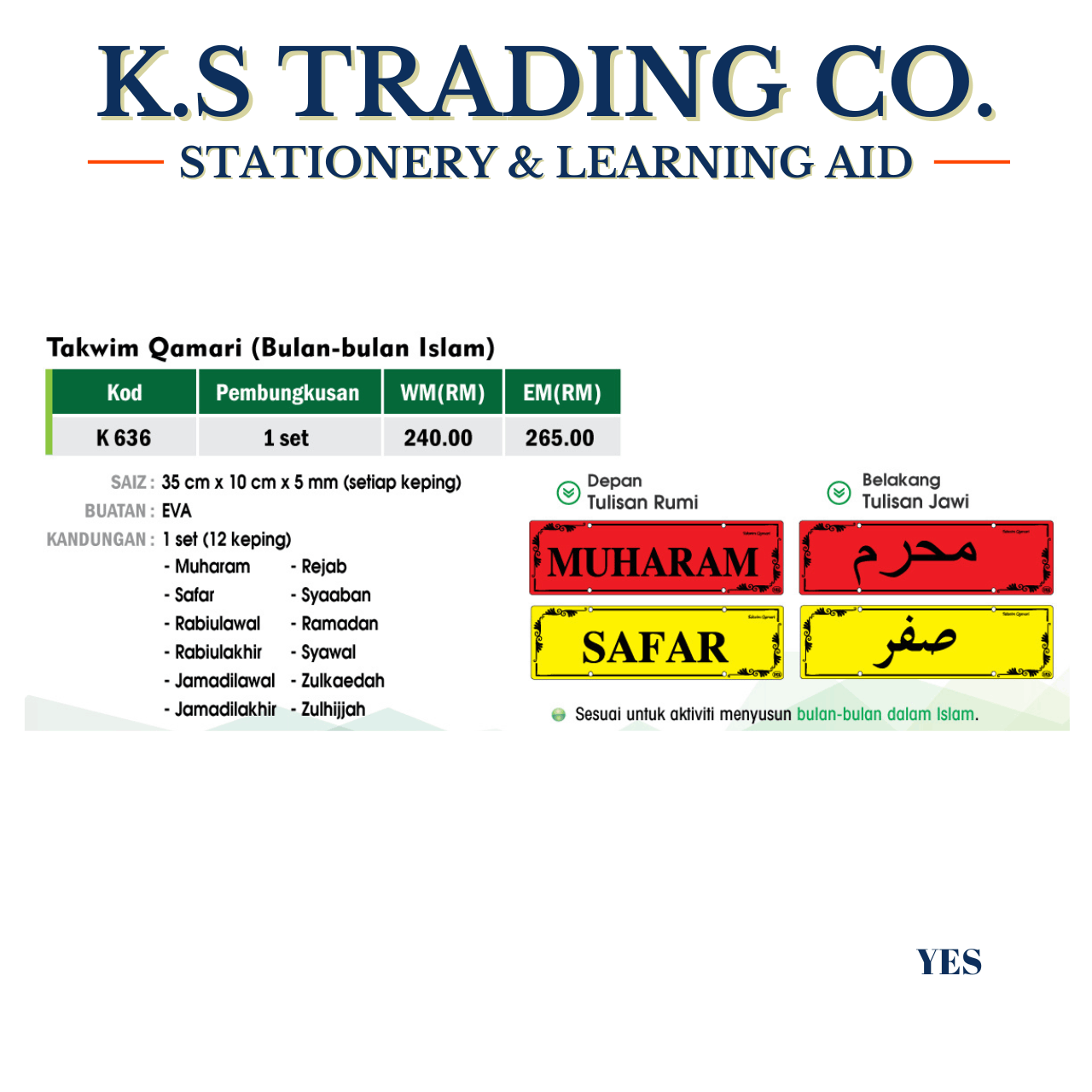 Takwim Qamari (Bulan-bulan Islam) [K636]