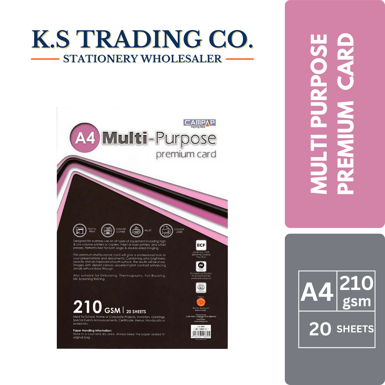 Campap Multi-Purpose Premium Card A4 210gsm 20sheets