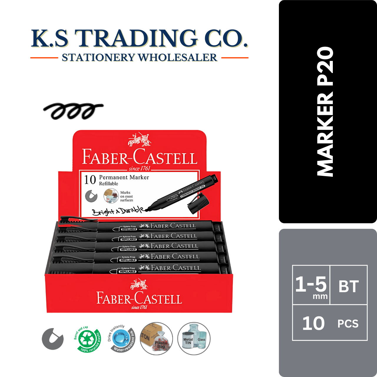 Faber Castell Permanent Marker P20 - Black