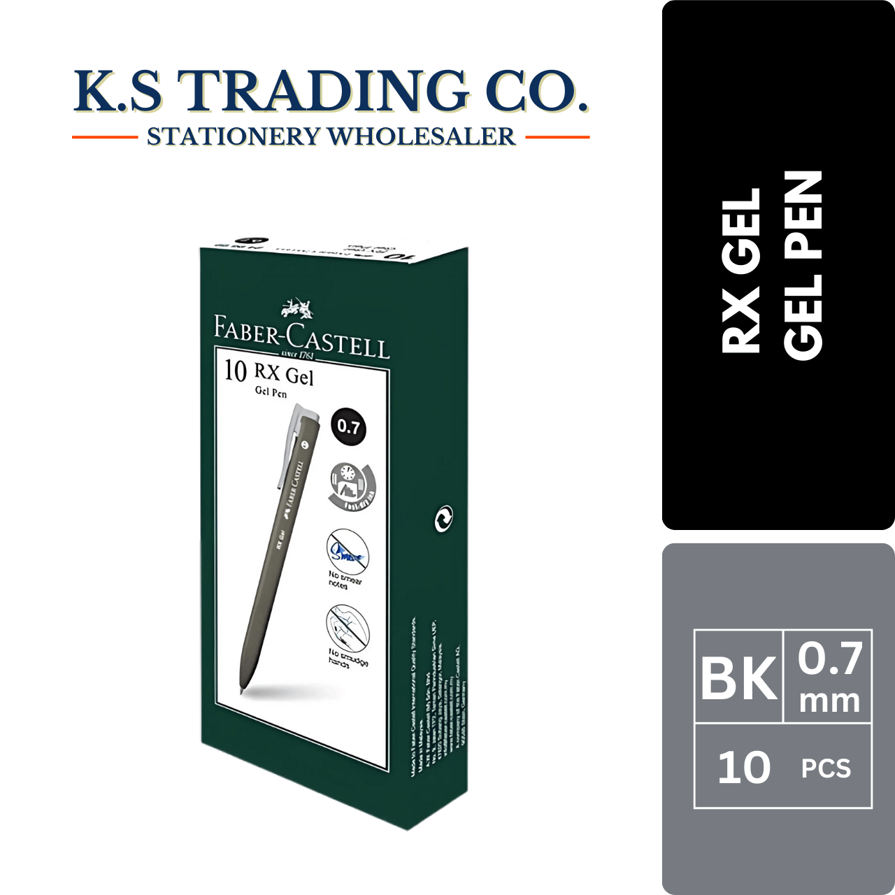 Faber Castell RX Gel 0.7 - Black (Box of 10'pcs)