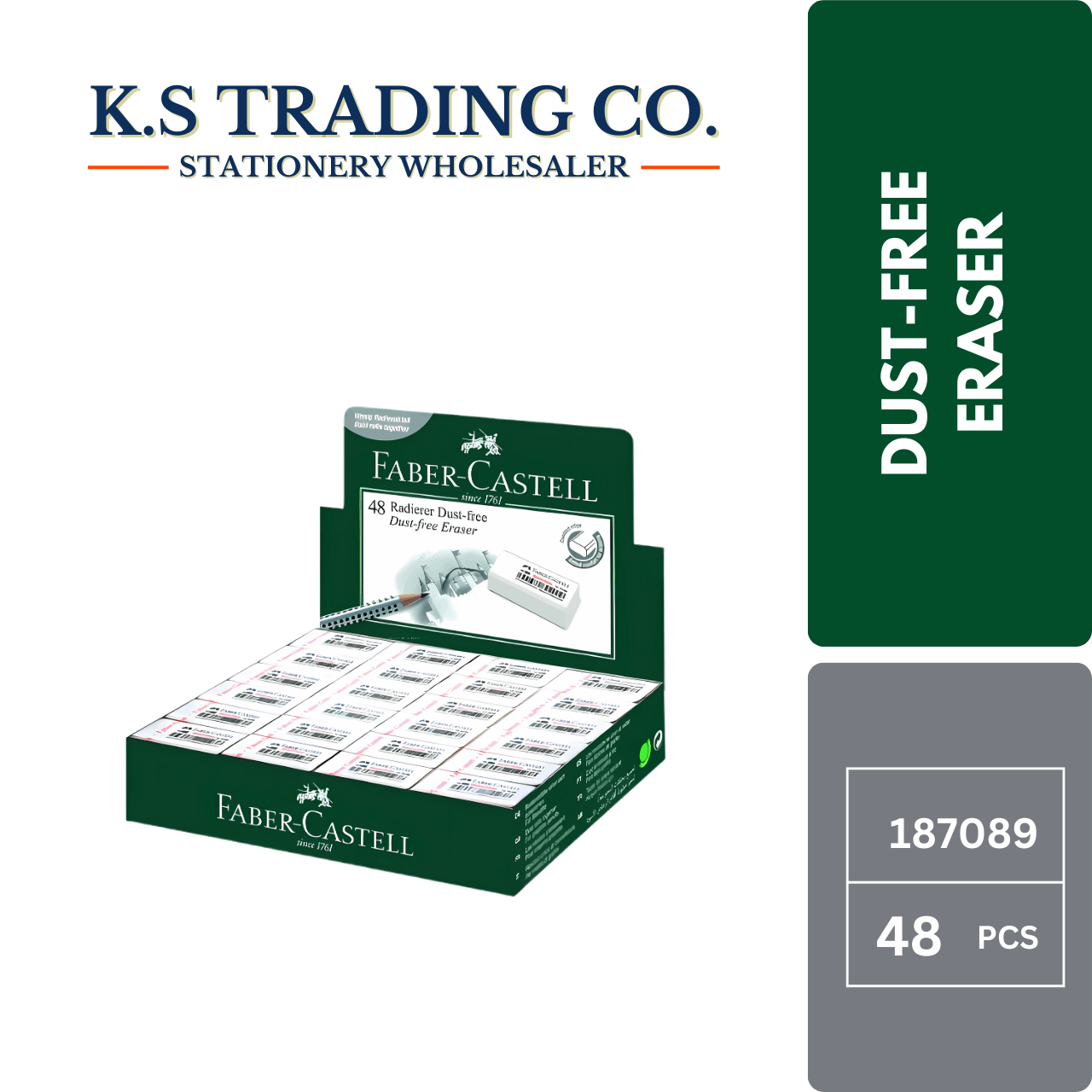 Faber Castell Dust Free Eraser 187089 (Box of 48's)