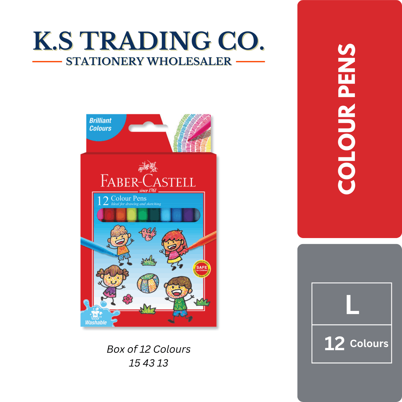 Faber-Castell Fibre-tip Colour Pen 12c-L