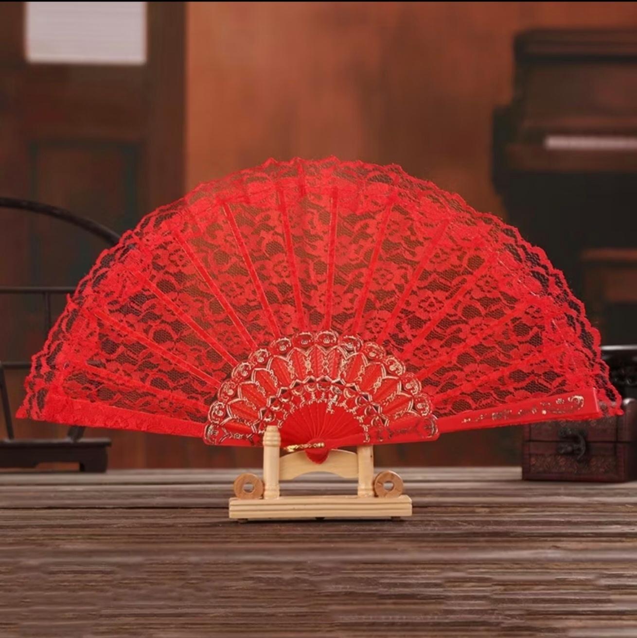 酒红无字 新娘扇子/Chinese Wedding Fan