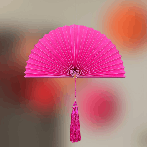 粉红网红立体 水滴扇【带流苏】 40cm / Paper Fan Wedding Decoration