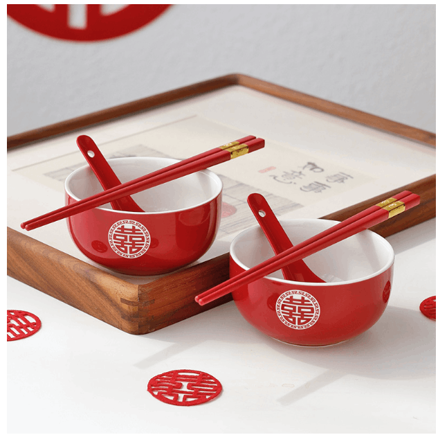 "喜” 结婚衣食碗/嫁妆/回礼/结婚对碗/女方必备 - Wedding Bowl Set