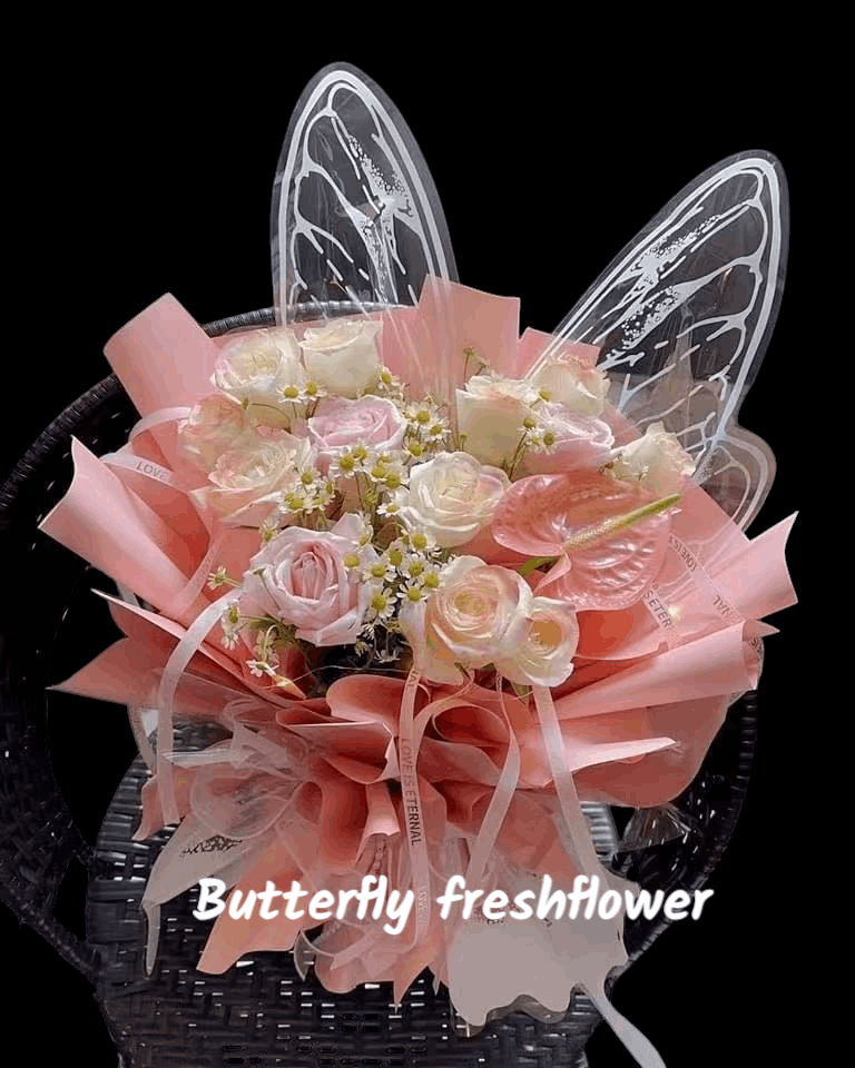 Pink Butterfly Rose Bouquet – Sweet & Elegant Birthday Gift | Same-Day Delivery KL
