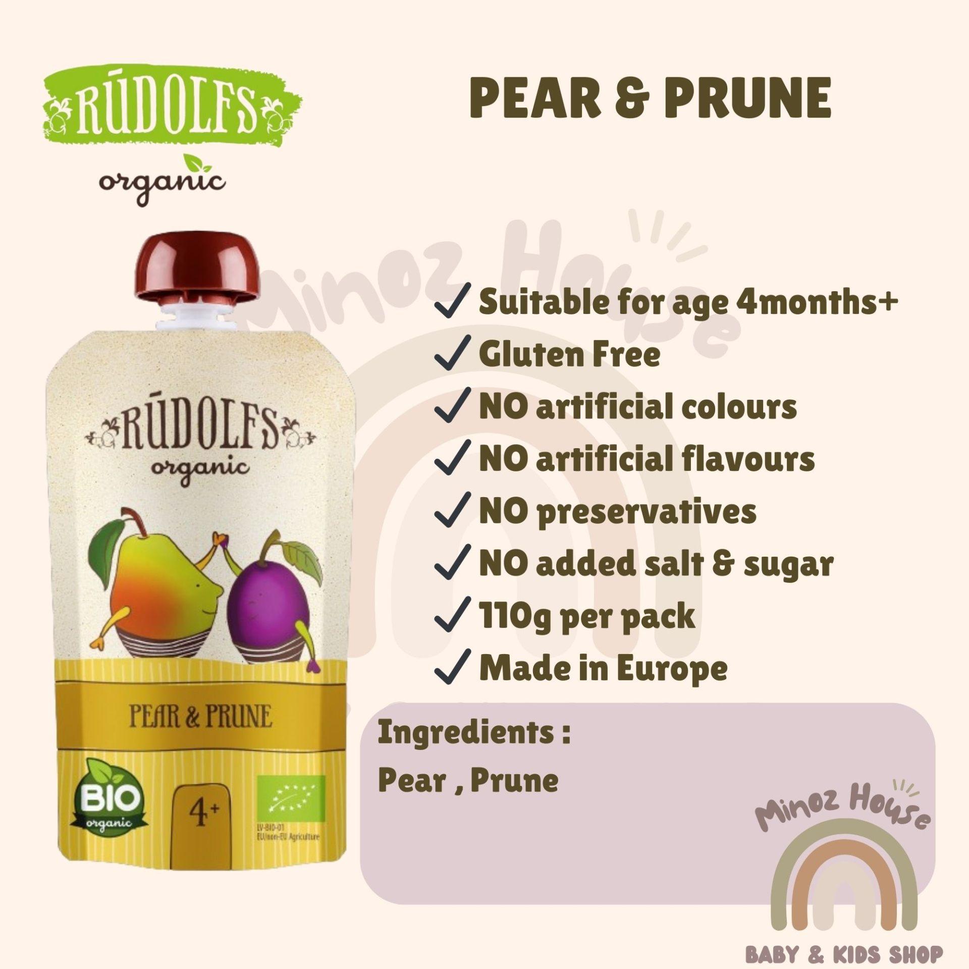 Rudolfs Organic Premium Baby Puree - Pear & Prune