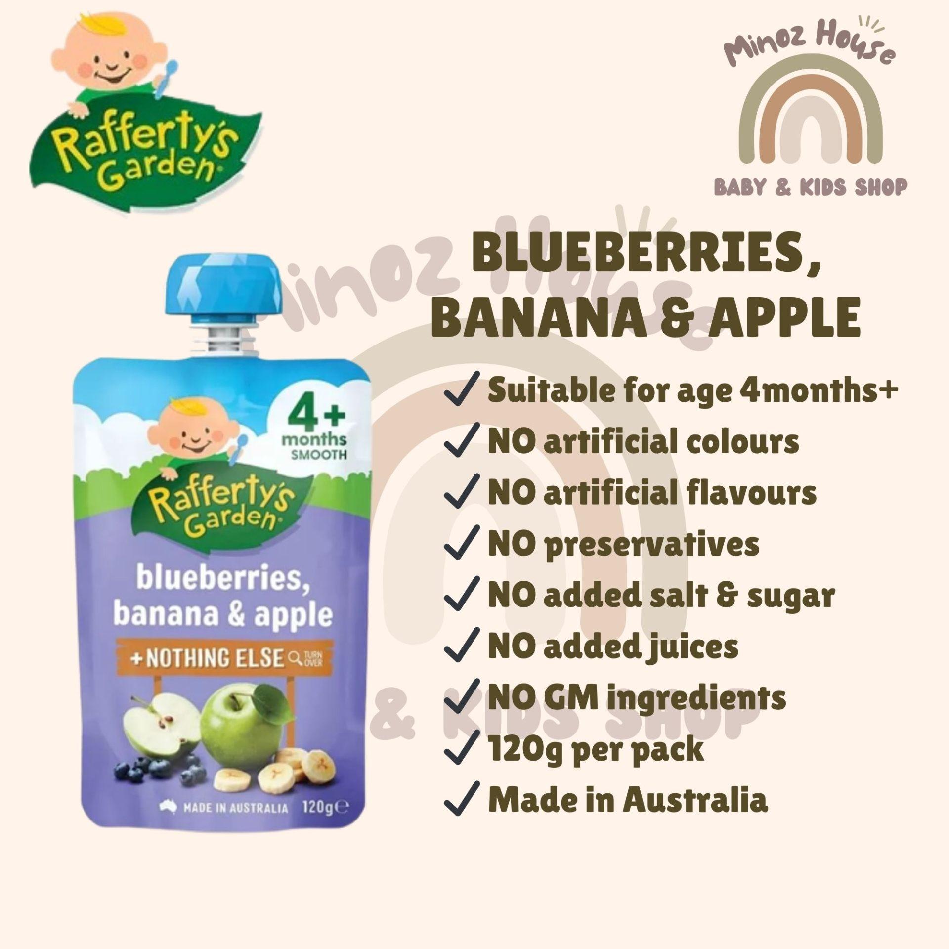 Rafferty's Garden Baby Food Pouches - Blueberries, Banana & Apple