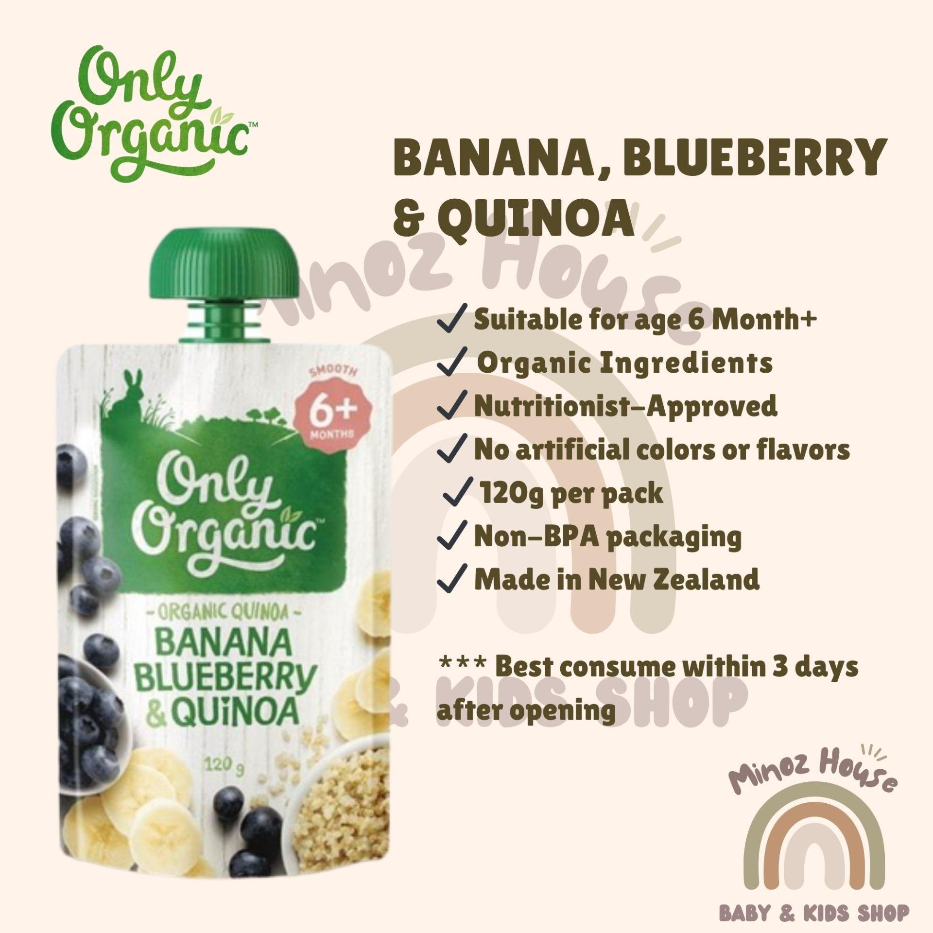 Only Organic Fruit & Vege Pouches - Banana, Blueberry & Quinoa