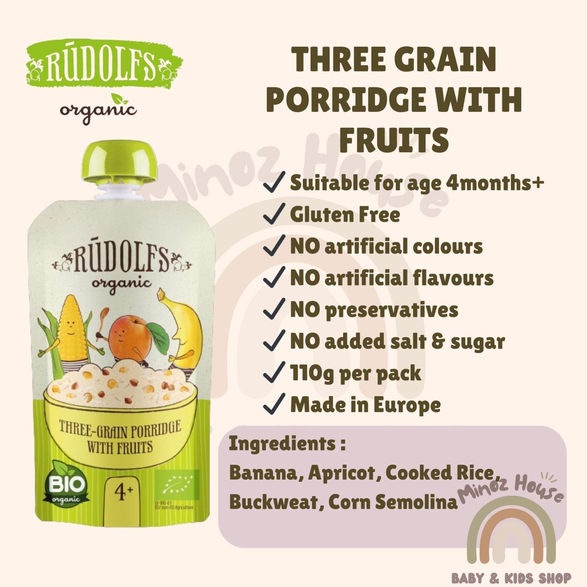 Rudolfs Organic Premium Baby Puree - 3 Grain Porridge with Fruits