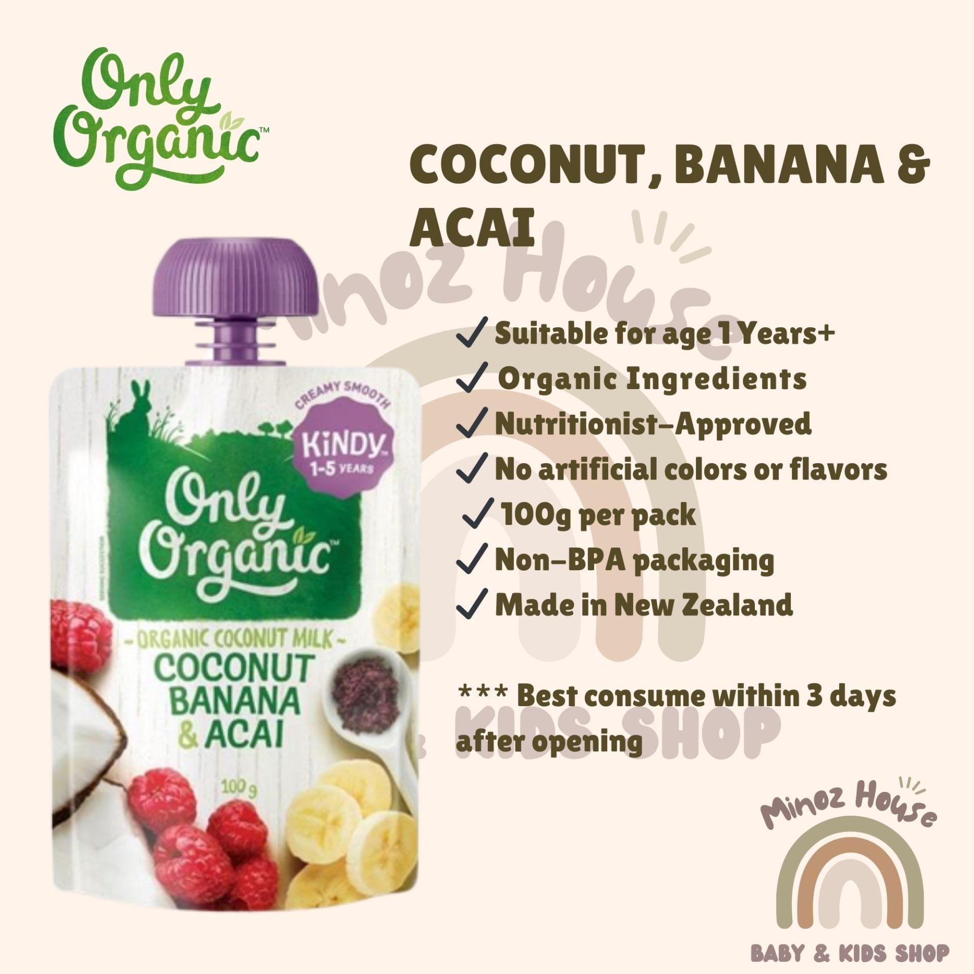 Only Organic Fruit & Vege Pouches - Coconut, Banana & Acai