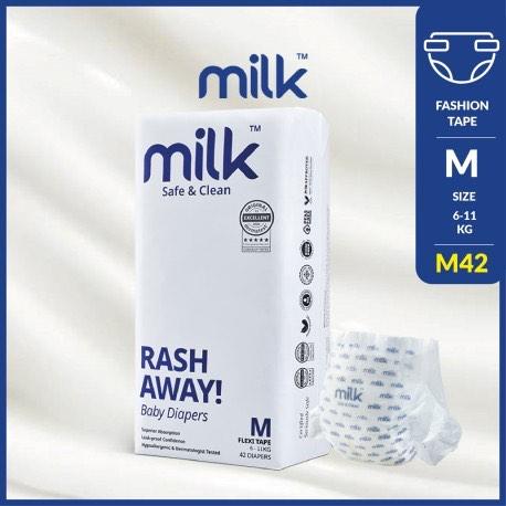 MILK DIAPERS SIZE M TAPE ( 42 PCS )