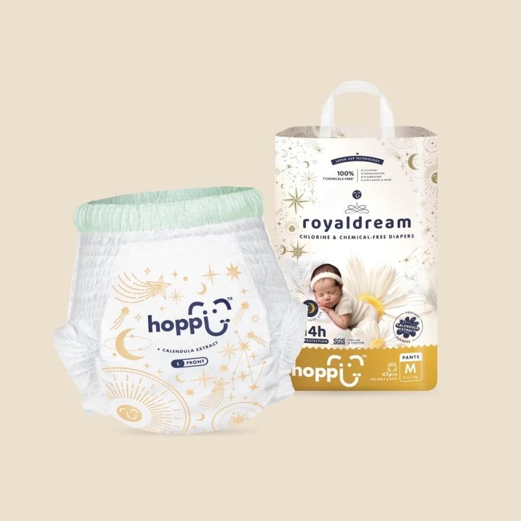 HOPPI ROYAL DREAM CHLORINE & CHEMICAL-FREE DIAPERS TAPE - M
