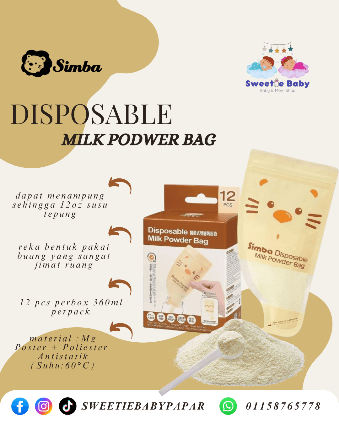 𝐒𝐈𝐌𝐁𝐀 𝐌𝐈𝐋𝐊 𝐏𝐎𝐖𝐃𝐄𝐑 𝐒𝐓𝐎𝐑𝐀𝐆𝐄 𝐁𝐀𝐆 (12pcs + 12oz)