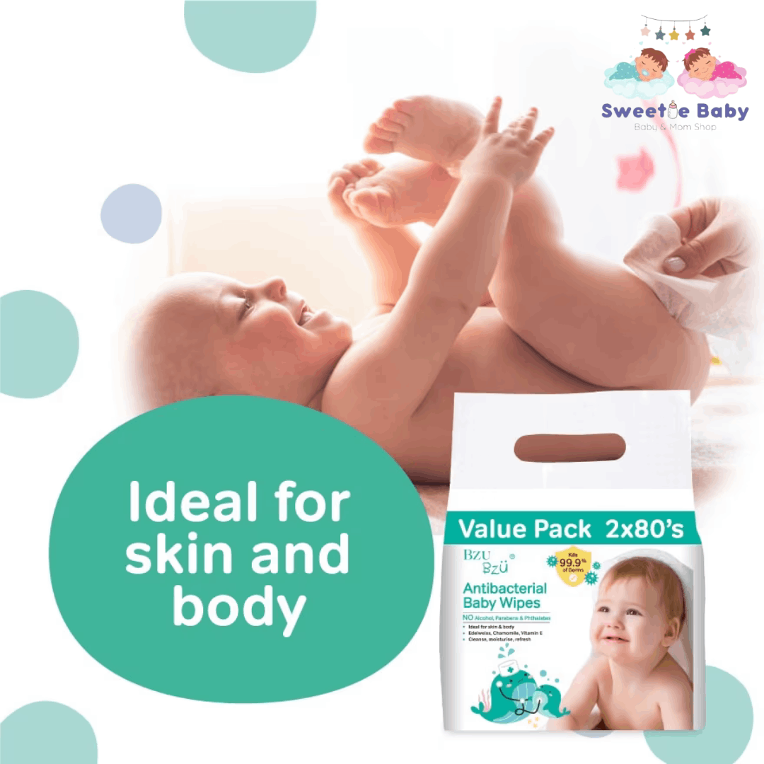 BZU BZU Antibacterial Baby Wipes Value Pack (No Alcohol & Parabens & Phthalates) 2x80s