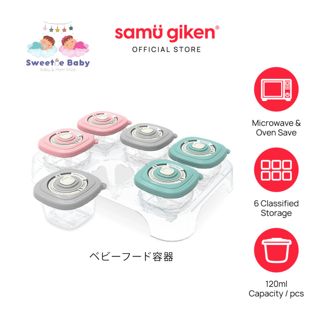 Samu Giken Baby Food Container Air Tight Storage Box Set - 6pcs 120ml