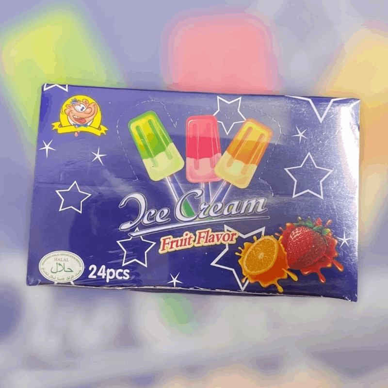 Ice Cream Fruit Flavour Lollipop With Light Stick 24’s