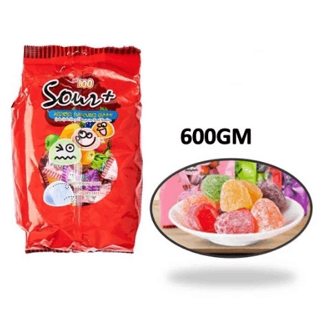 LOT 100 SOUR ASSORTED FLAVOURED GUMMY-580GM