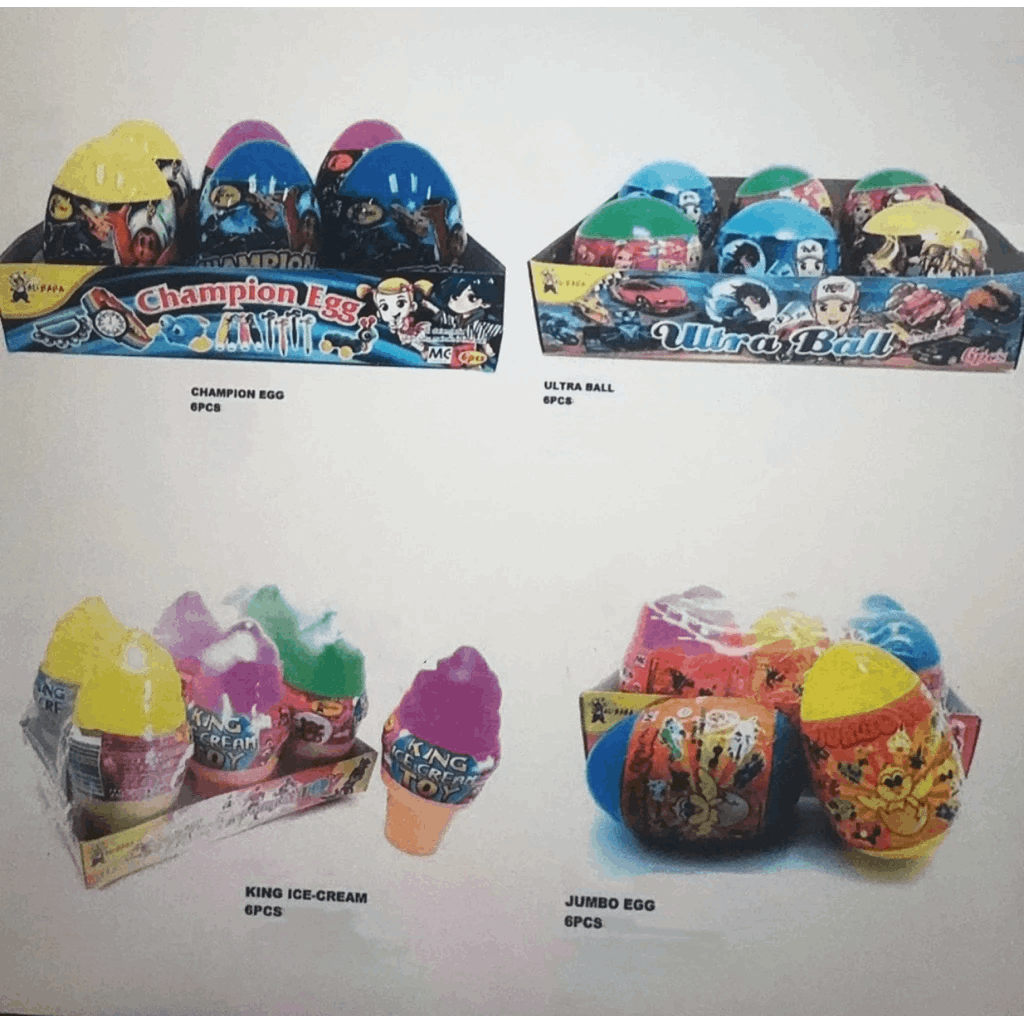 Mainan Telur Istimewa | Champion Egg | Ultra Ball | King Ice Cream | Jumbo Egg 6’s