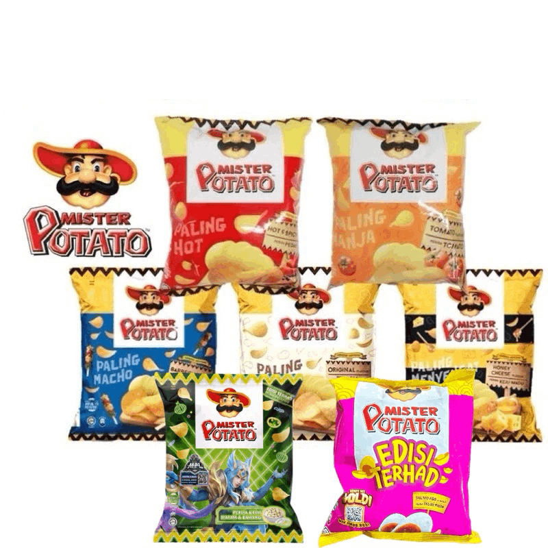 Mister Potato 60g + Extra 50% [Original/BBQ/Hot&Spicy/Tomato/Honey Cheese/Sour Cream/Salted Egg]