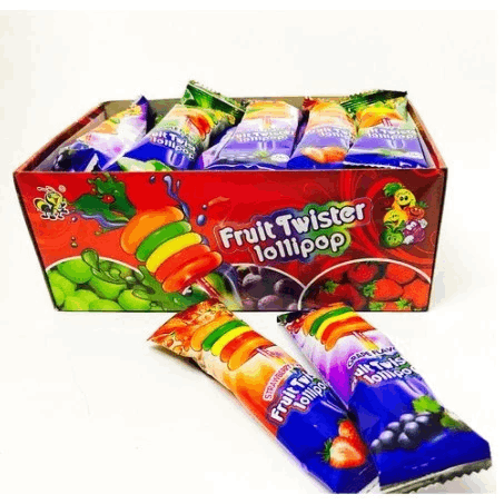 Fruit Flavor Twister Lollipop 24's