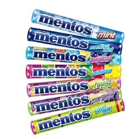 37g Mentos Stick Roll Sour Mix / Mix Grape / Fruit Flavor / Rainbow / Menthol Mint / Mint (READY STOCKS)