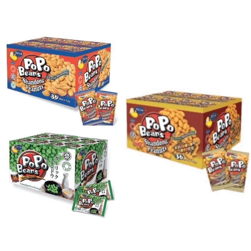 Popo Beans 36’s [ Original Shandong / Garlic Green Peas/ BBQ Shandong ]