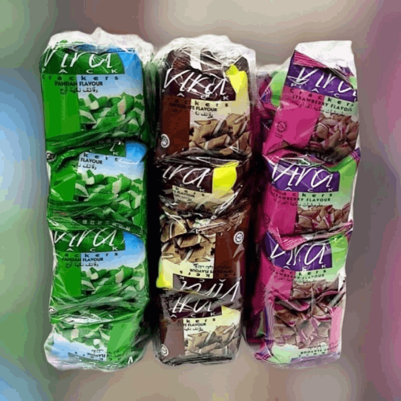 Vira Cracker 40’s x 10g ( Chocolate, Pandan, Strawberry )