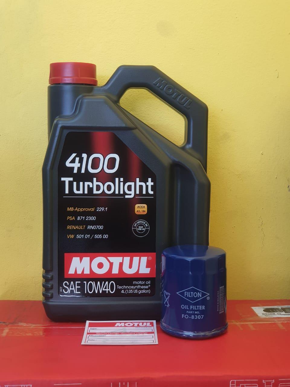 MOTUL 10W40 4100 TURBOLIGHT SEMI SYNTHETIC 4L