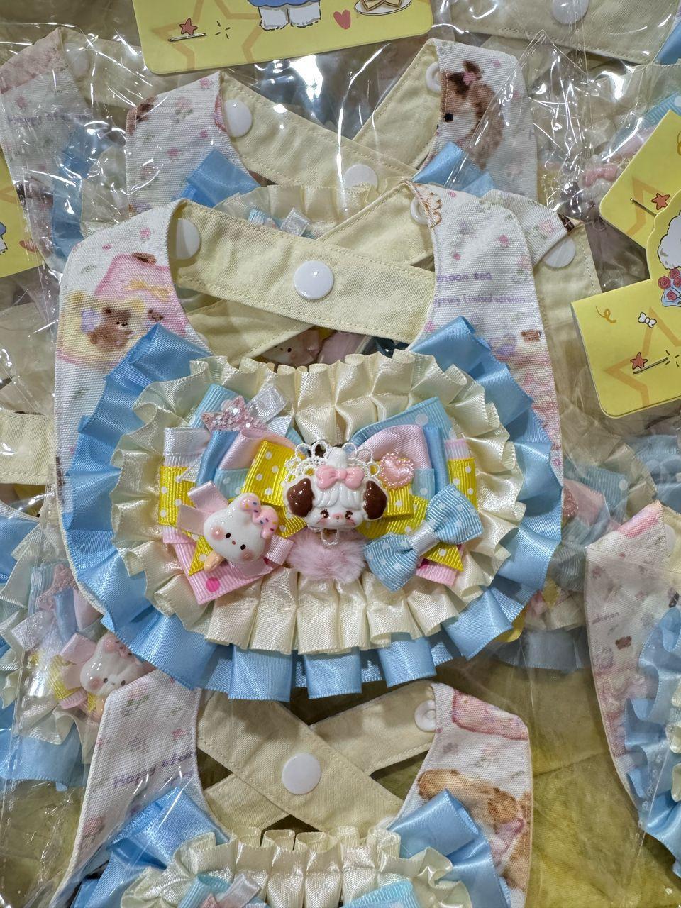 PB105  宠物 围脖 口水巾 | 卡通图案 | 蓝色 （柒柒服饰）