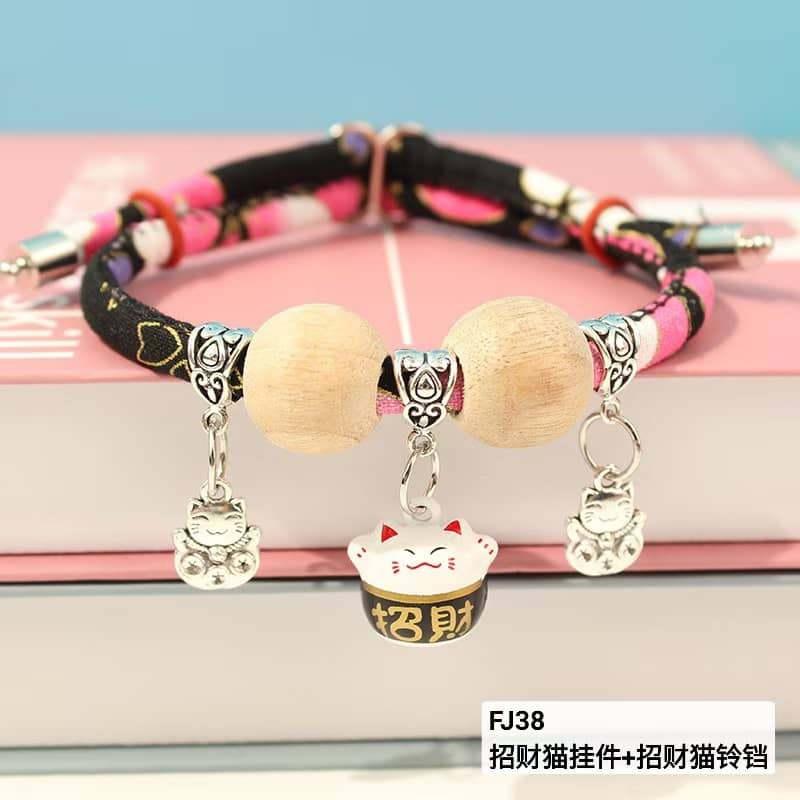 FJ38  宠物 招财猫挂件 | 招财猫铃铛 | 黑色