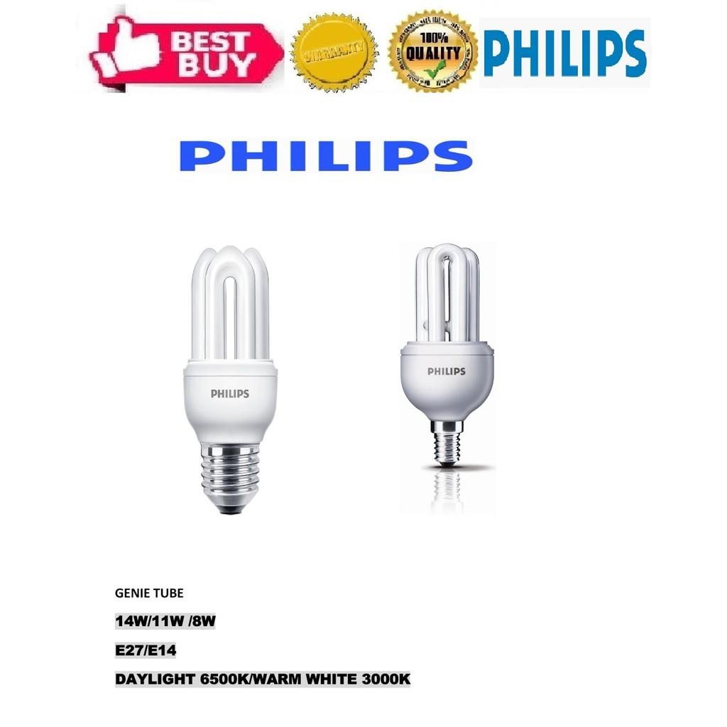 PHILIPS Genie Tube - 8W/11W/14W 3000K(Warm White)||6500K(Daylight) (E14/E27)