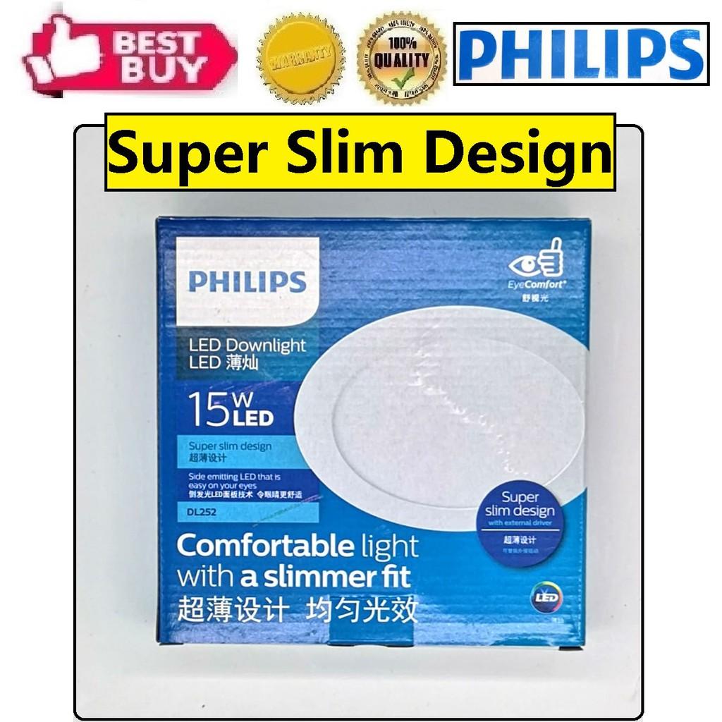 (Super Slim Design) - [15W] LED Downlight (6500K Daylight) (6 Inches) (Round) (DL252) (PHILIPS) - Sirim Approved