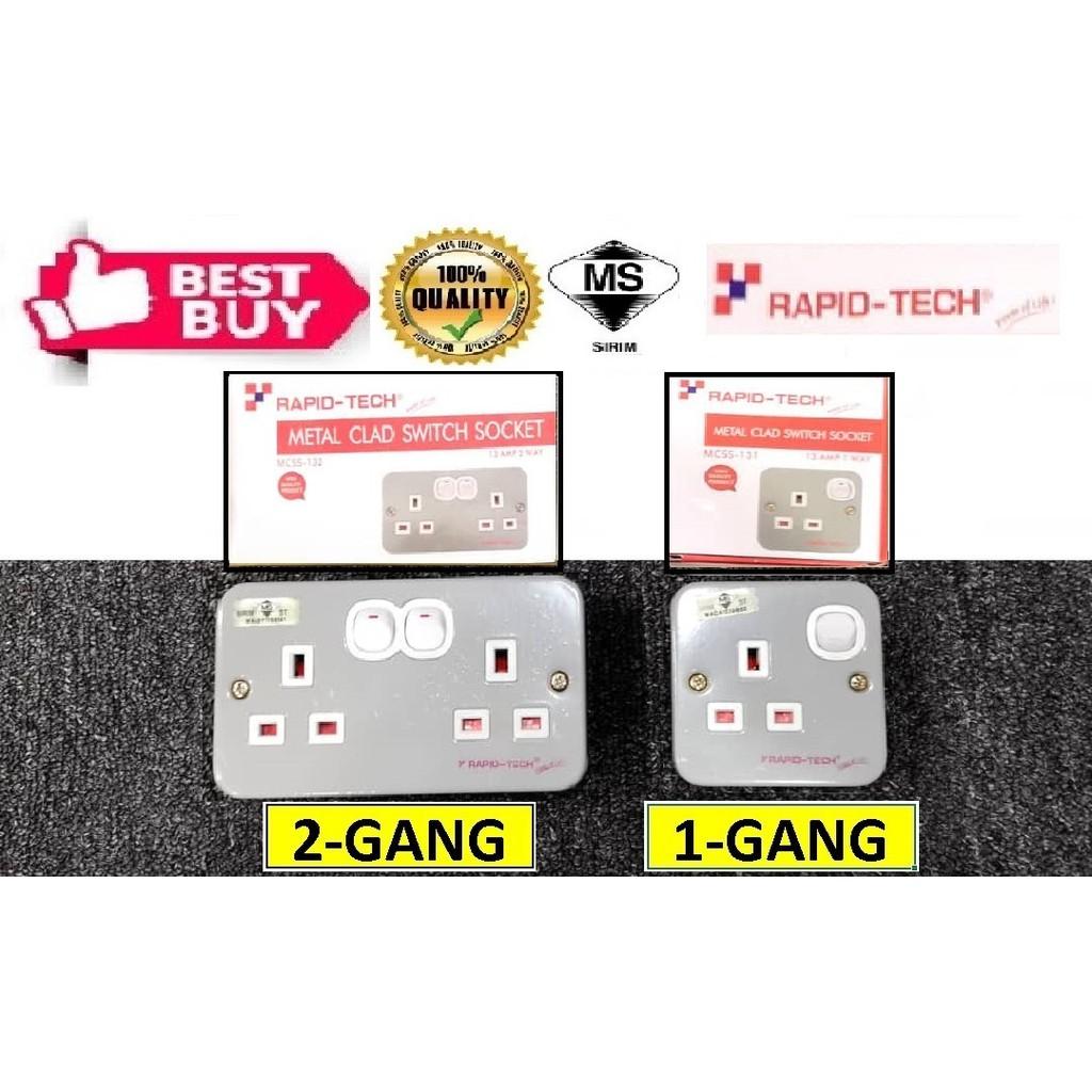 13A Metal Clad Switch Socket (1-GANG/2-GANG) (RAPID-TECH or other Brand)
