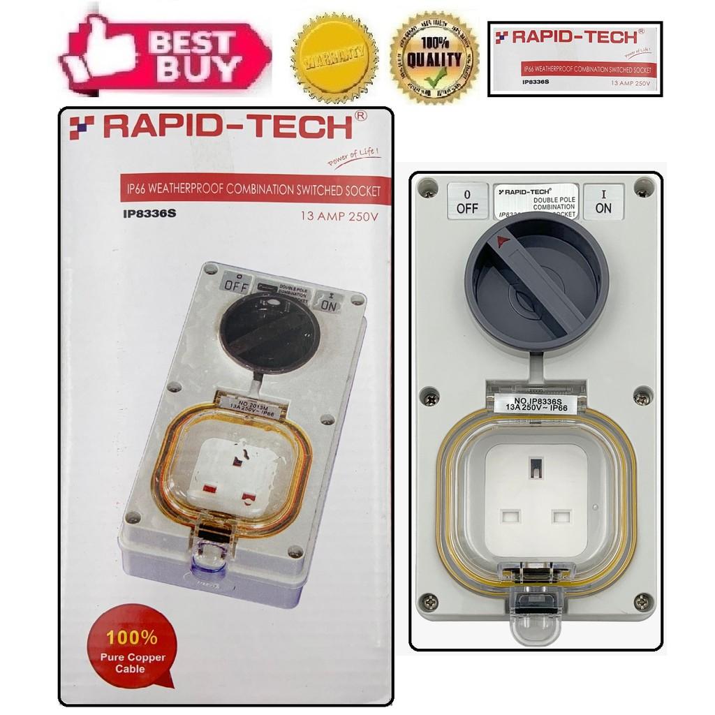 [Weatherproof] Single Outdoor Switch Socket - 13A 250V (IP66) (RAPID-TECH)
