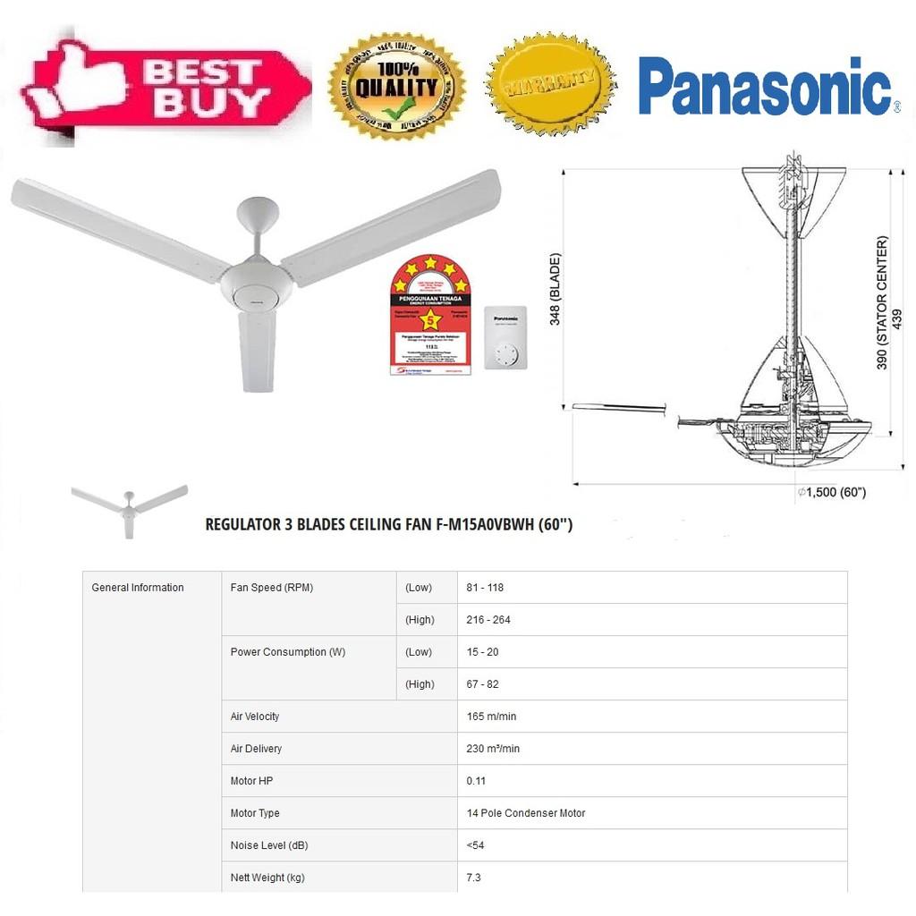Panasonic 60" Ceiling Fan (WHITE) (3 Blades) (F-M15A0VBWH)