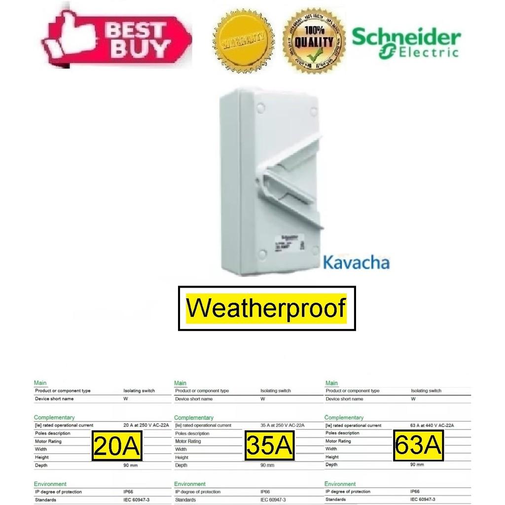 Schneider 3 Pole Isolator Switch/Weatherproof Surface Switch (IP66) (440V AC) - (kavacha)