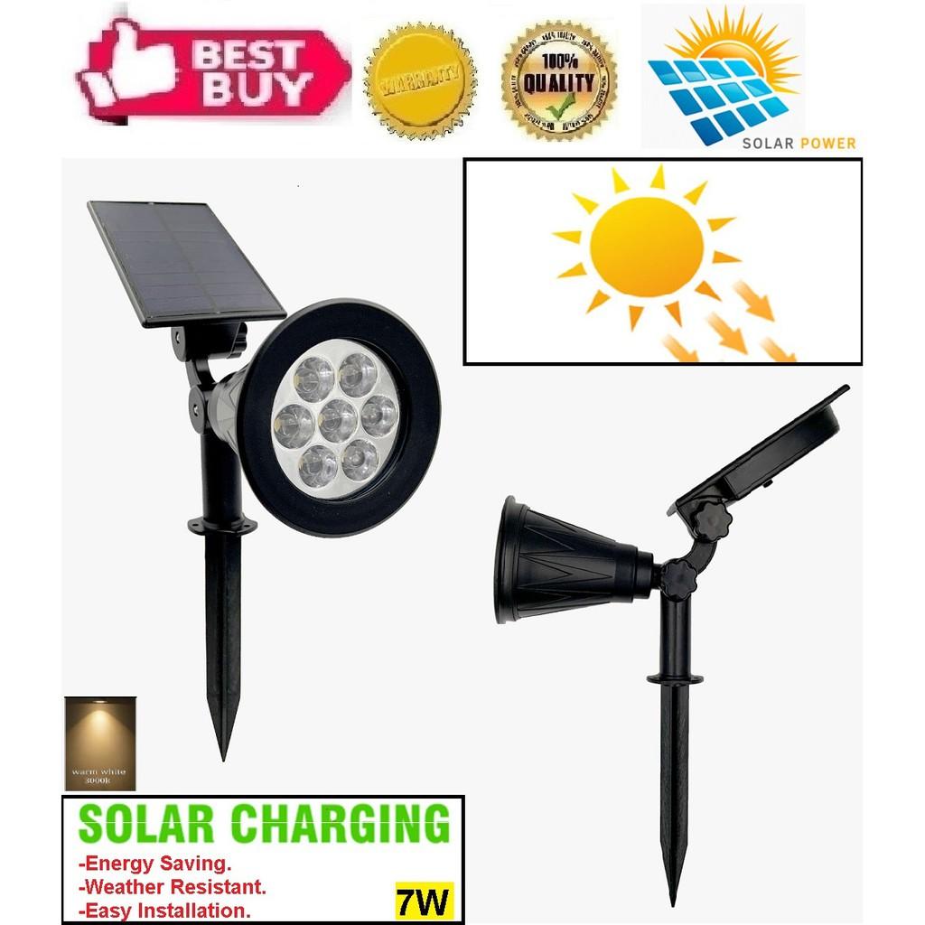 LED Solar Garden Spotlight (3000K) (Warm White) (7W)