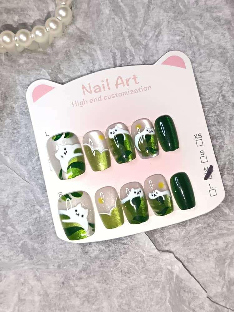 绿叶猫咪穿戴甲J02