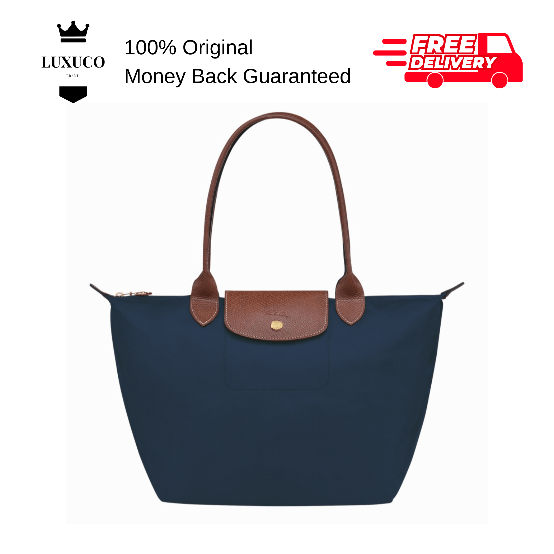 Longchamp Le Pliage Original M Tote Bag Navy Blue Canvas Nylon L2605089556