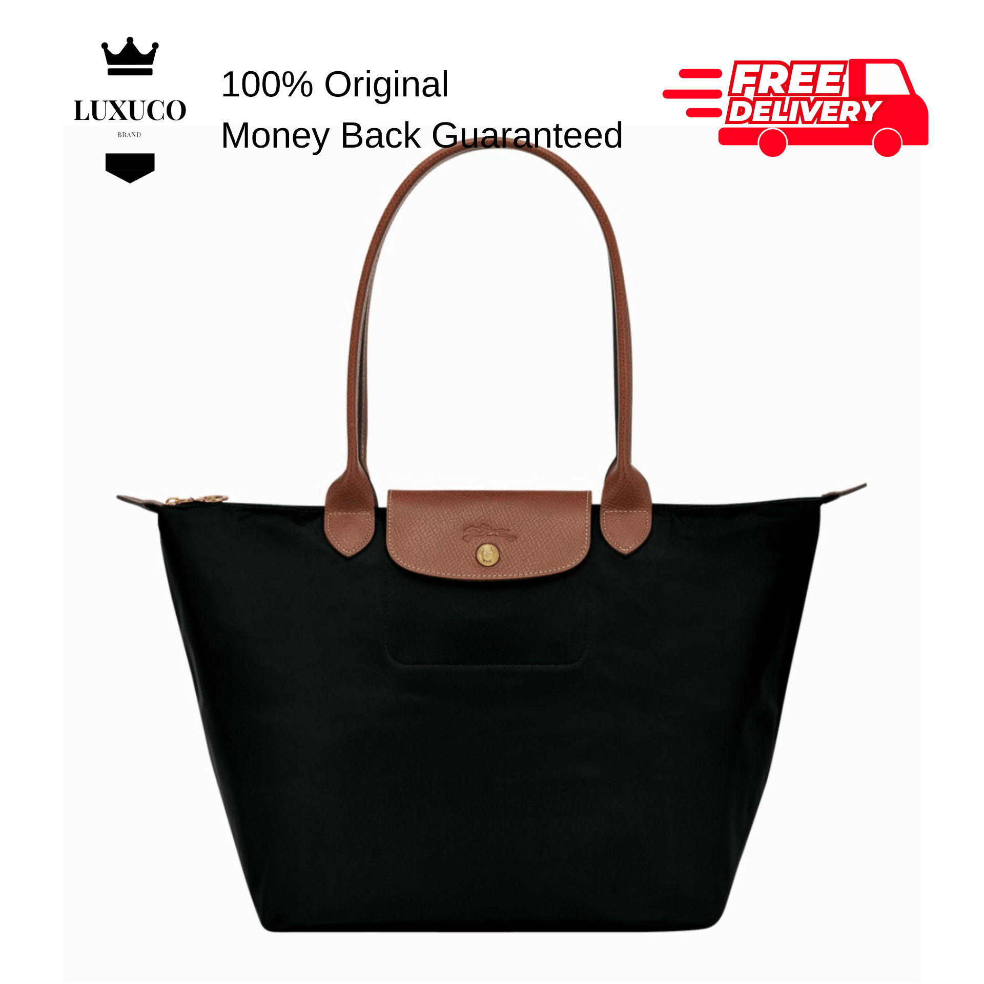 Longchamp Le Pliage Original L Shoulder Bag Tote Black L1899089001