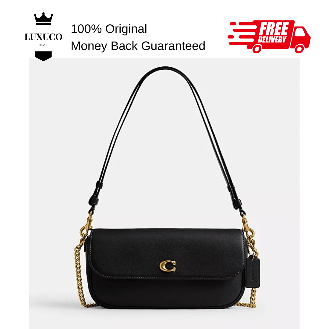 Coach Brook Flap Chain Bag CAN90 Leather Black