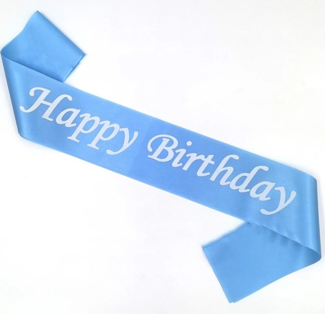 Light Blue Birthday Satin Shoulder Strap (1pc)