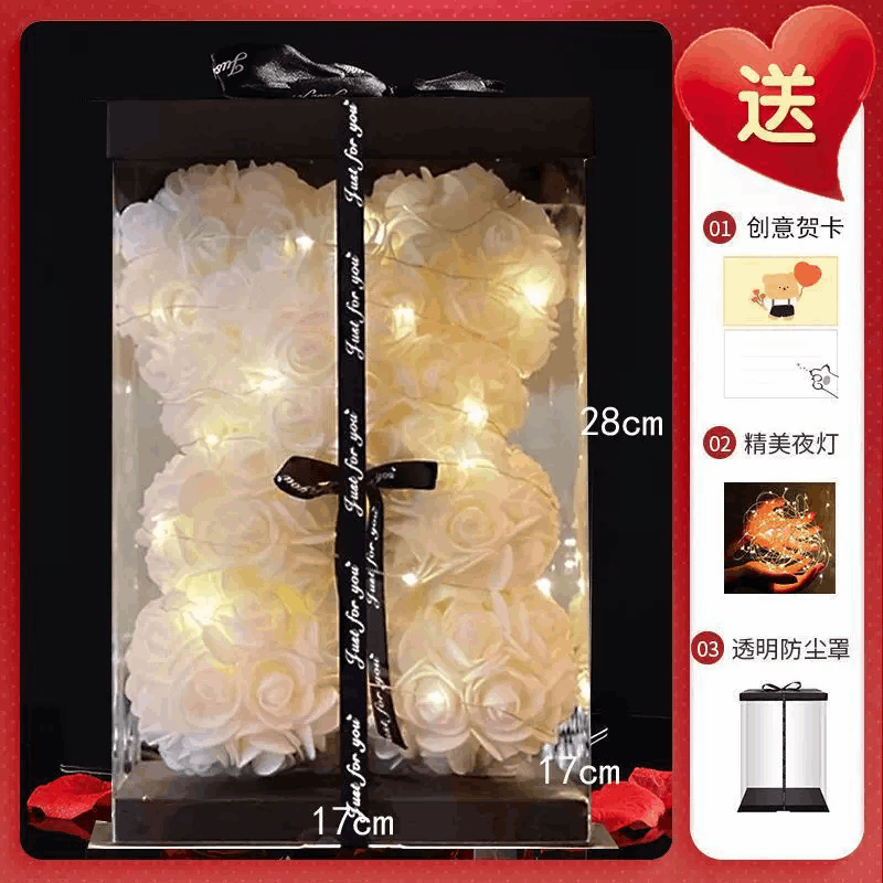 Rose Bear Flower Teddy Bear 28cm (White Colour)